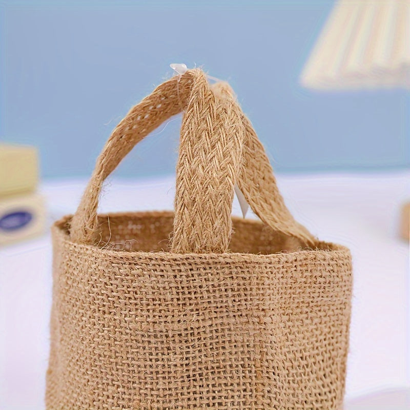Natural Linen Tote Bags - Set of 10