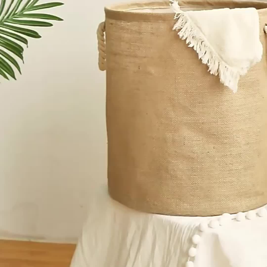 Foldable Jute Laundry Basket with Handles