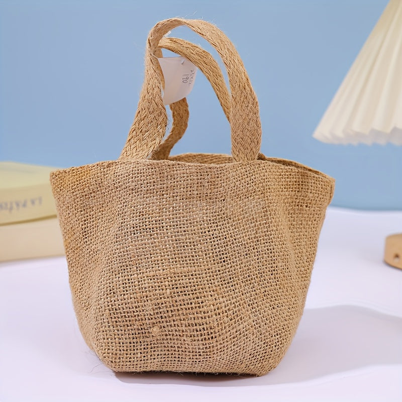 Natural Linen Tote Bags - Set of 10