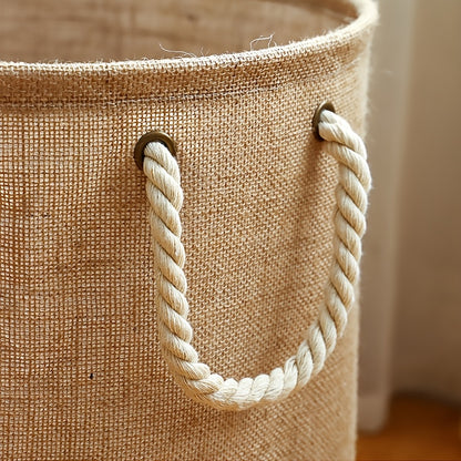 Foldable Jute Laundry Basket with Handles