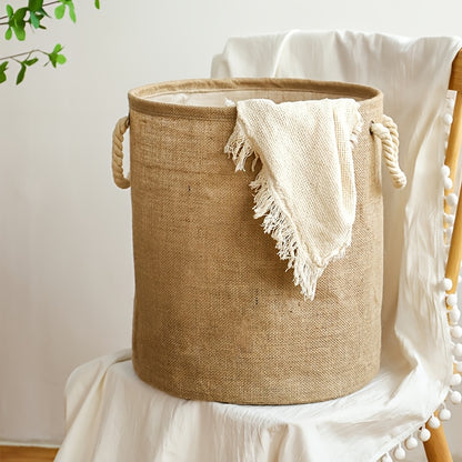 Foldable Jute Laundry Basket with Handles