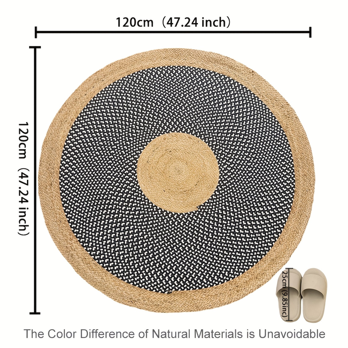 Hand Woven Round Jute Area Mat - 91cm/122cm