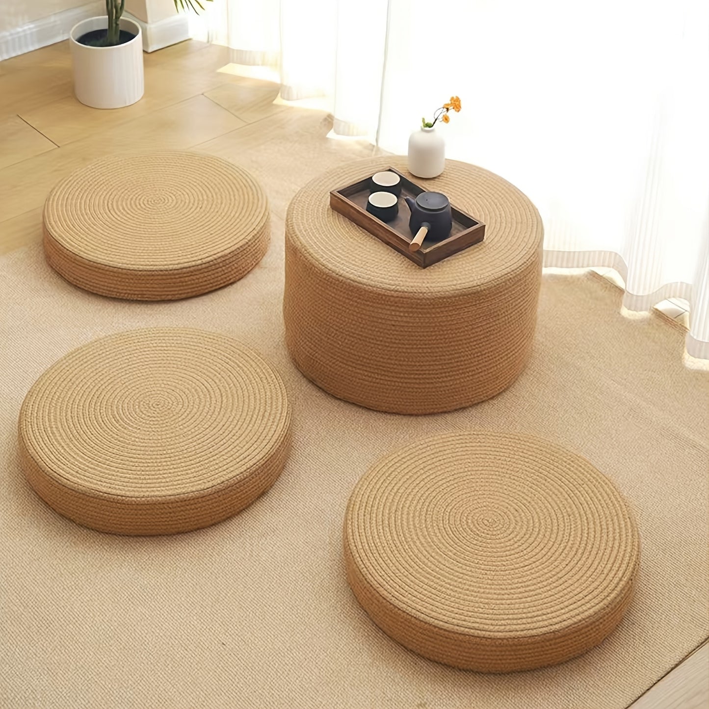 Bohemian Handmade Linen Meditation Pouf