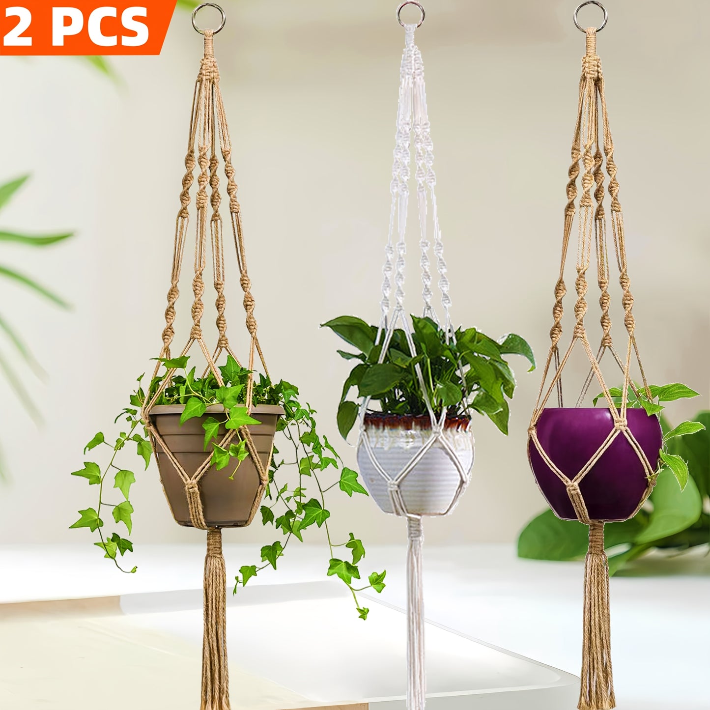 Boho Macrame Hanging Planters - Set of 2