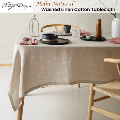 Natural Washed Linen Cotton Tablecloth