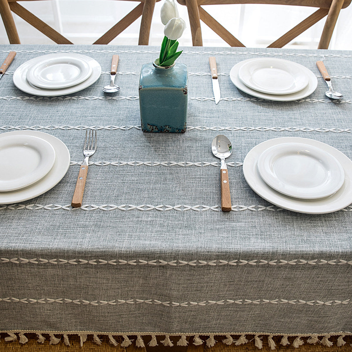 Extra Long Linen Blend Tablecloth - Rectangular