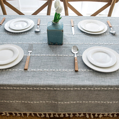 Extra Long Linen Blend Tablecloth - Rectangular