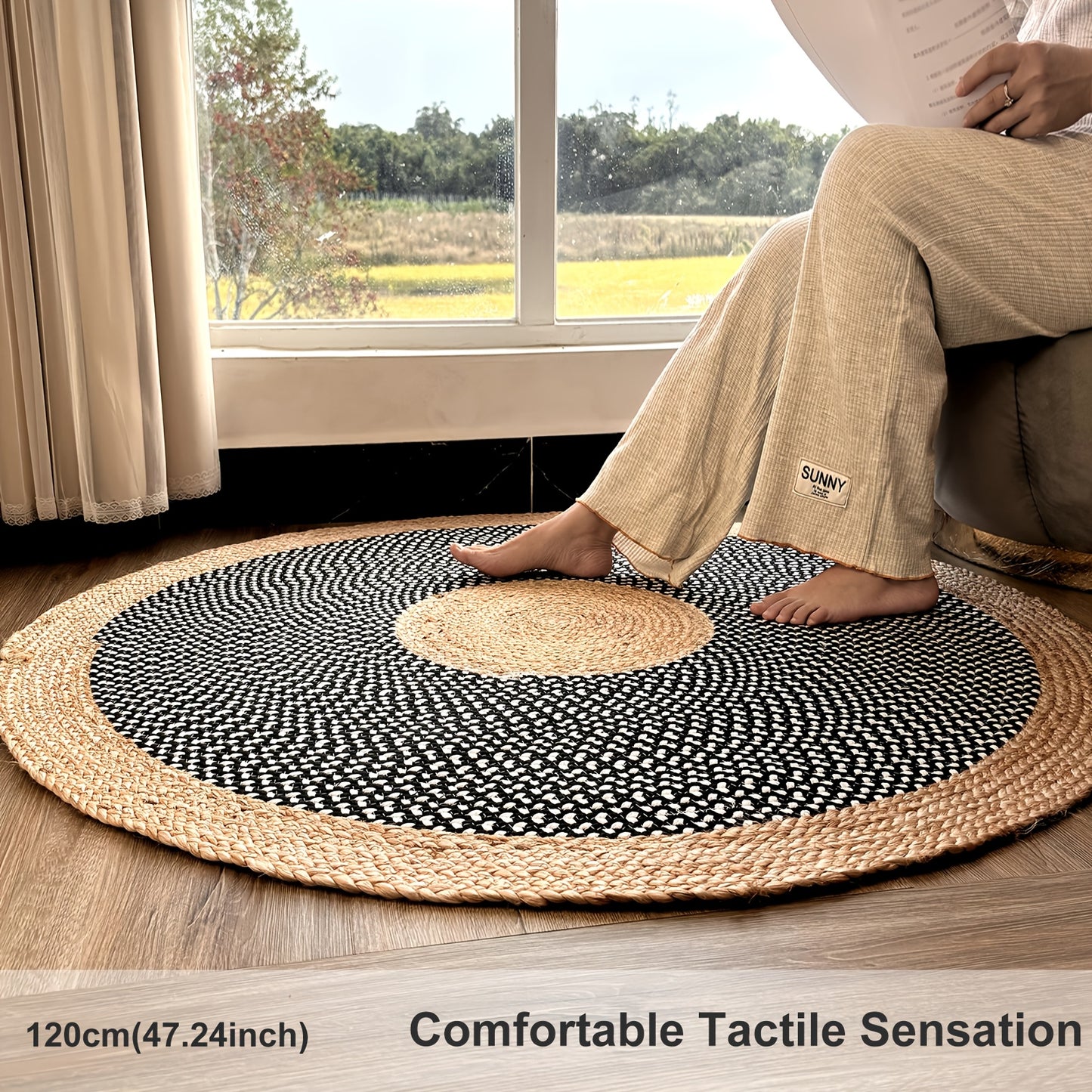 Hand Woven Round Jute Area Mat - 91cm/122cm