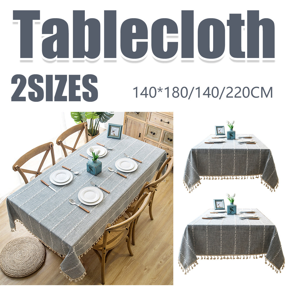 Extra Long Linen Blend Tablecloth - Rectangular