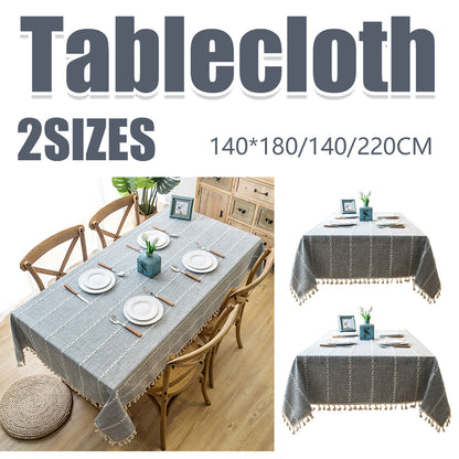 Extra Long Linen Blend Tablecloth - Rectangular