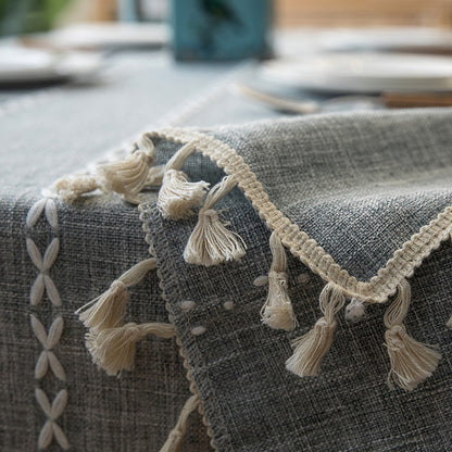 Extra Long Linen Blend Tablecloth - Rectangular