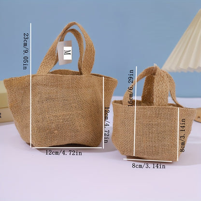 Natural Linen Tote Bags - Set of 10