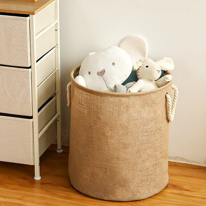 Foldable Jute Laundry Basket with Handles