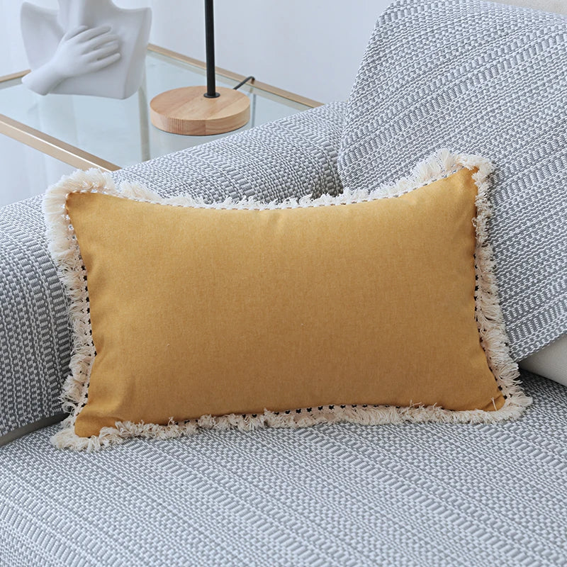 Cotton Linen Cushion Cover with Tassels
