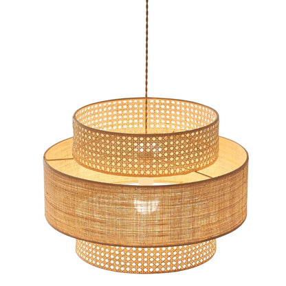 3-Layer Rattan Pendant Light - Modern Coastal Style