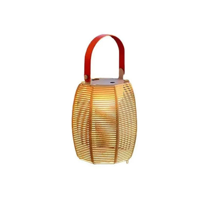 Rattan Solar Table Lamp - Portable Outdoor Light