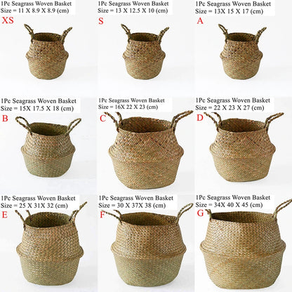 Seagrass Woven Storage Basket - Folding Organizer