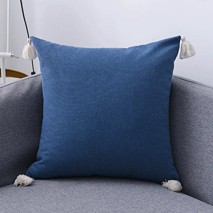 Cotton Linen Cushion Cover with Tassels