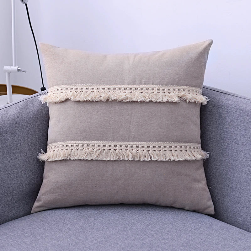 Cotton Linen Cushion Cover with Tassels