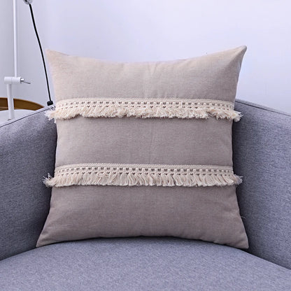 Cotton Linen Cushion Cover with Tassels