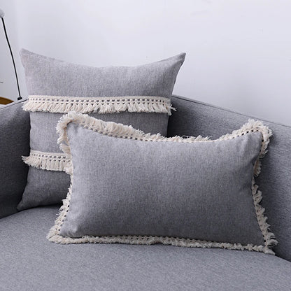 Cotton Linen Cushion Cover with Tassels