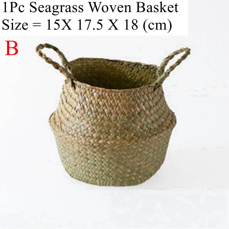 Seagrass Woven Storage Basket - Folding Organizer