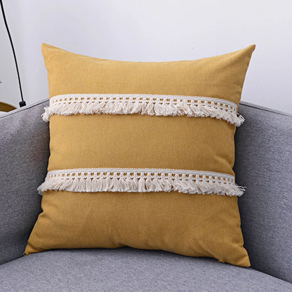 Cotton Linen Cushion Cover with Tassels