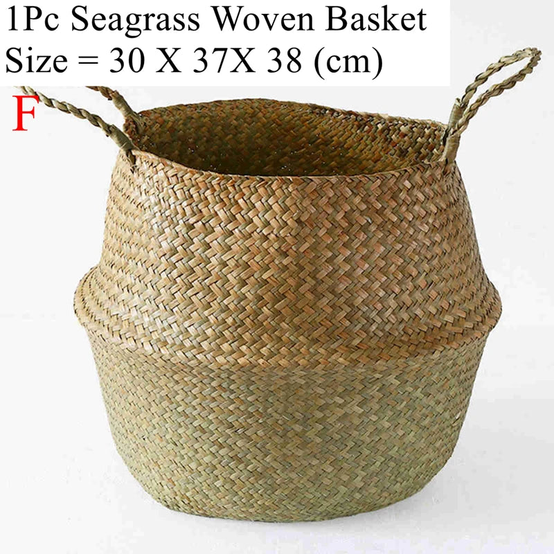 Seagrass Woven Storage Basket - Folding Organizer
