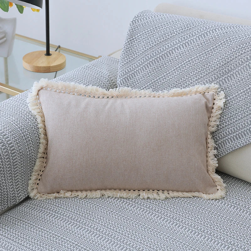 Cotton Linen Cushion Cover with Tassels