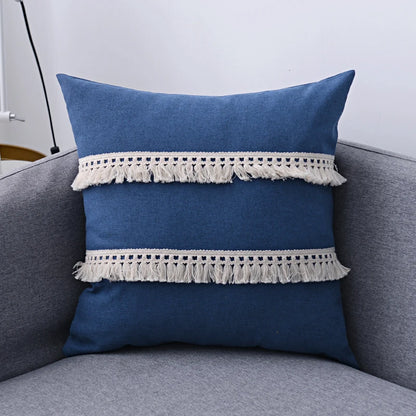 Cotton Linen Cushion Cover with Tassels