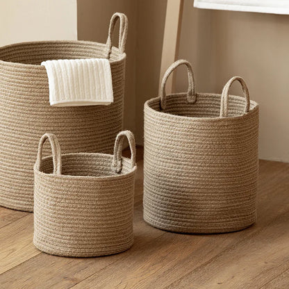 Handwoven Jute Storage Basket Set - 3 Sizes