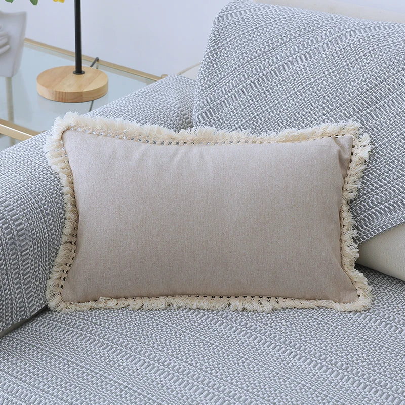 Cotton Linen Cushion Cover with Tassels