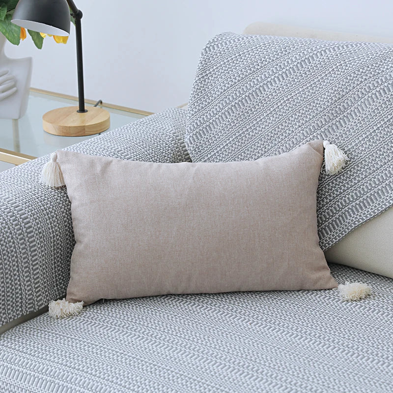 Cotton Linen Cushion Cover with Tassels