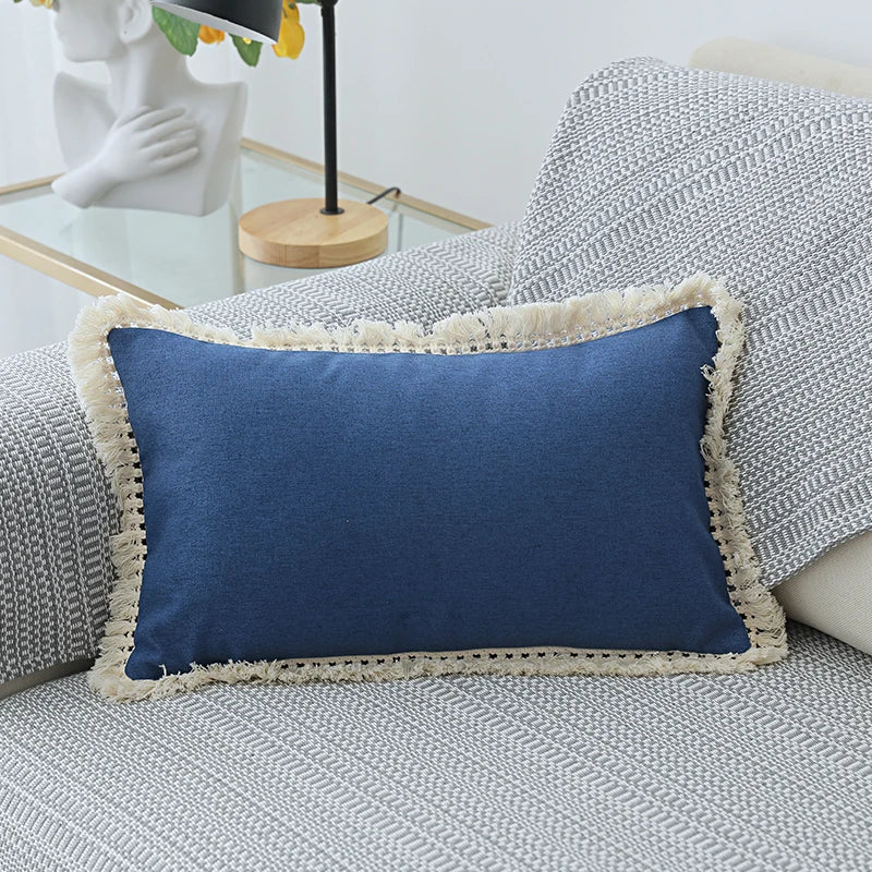 Cotton Linen Cushion Cover with Tassels