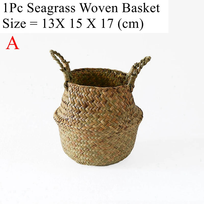 Seagrass Woven Storage Basket - Folding Organizer