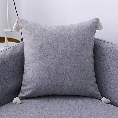 Cotton Linen Cushion Cover with Tassels
