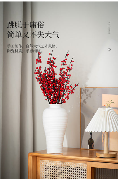 White Ceramic Vase - Handmade Round Design