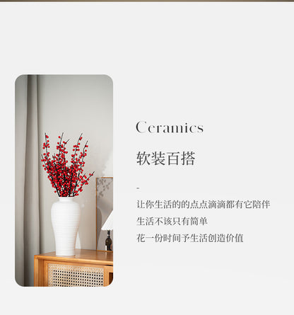 White Ceramic Vase - Handmade Round Design