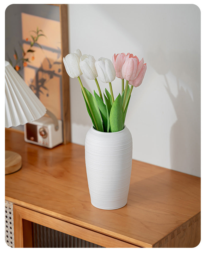 White Ceramic Vase - Handmade Round Design