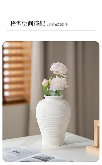 White Ceramic Vase - Handmade Round Design