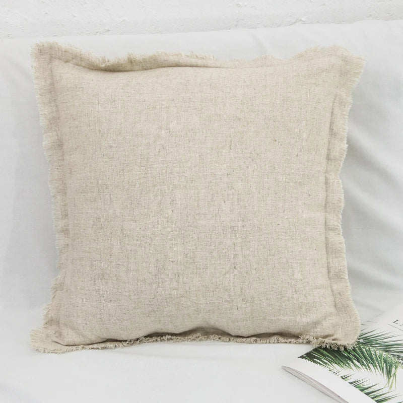 Boho Linen Cushion Cover with Tassels