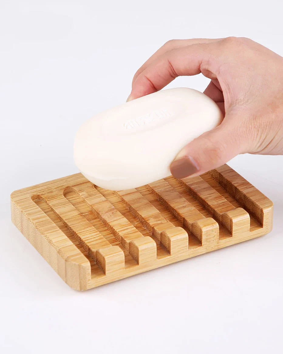 Bamboo Soap Dish - Natural Drain Tray