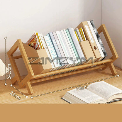 Bamboo Desktop Bookshelf - Multi-Tier Organizer