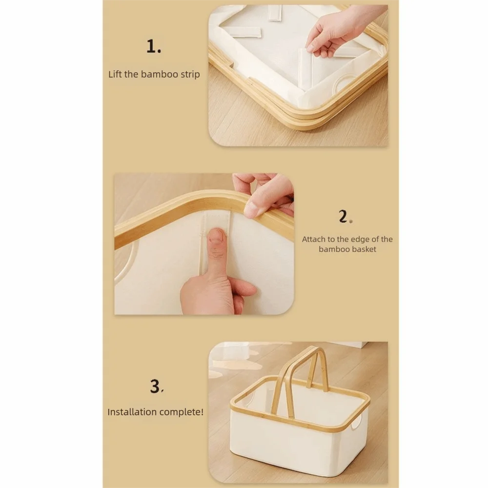 Bamboo Handle Laundry Basket - Oxford Cloth