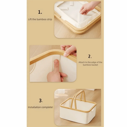 Bamboo Handle Laundry Basket - Oxford Cloth