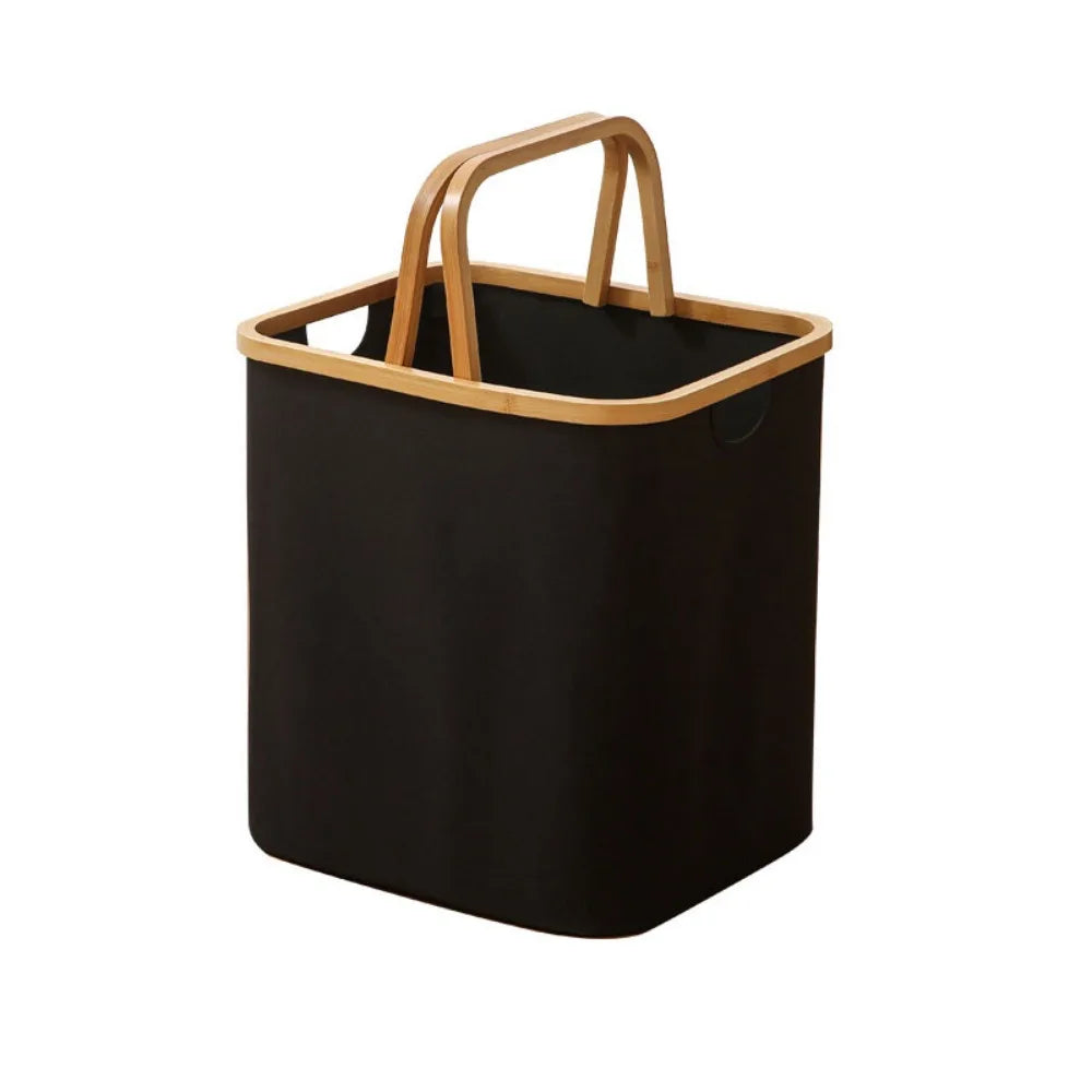 Bamboo Handle Laundry Basket - Oxford Cloth