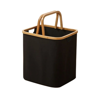 Bamboo Handle Laundry Basket - Oxford Cloth