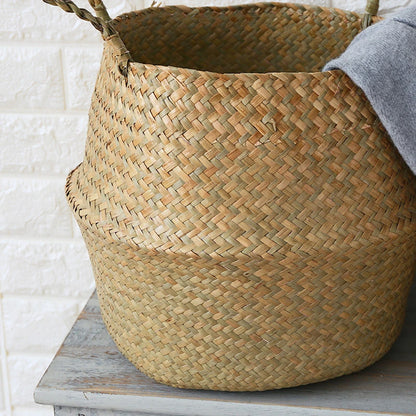 Seagrass Woven Storage Basket - Folding Organizer