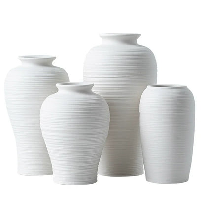 White Ceramic Vase - Handmade Round Design
