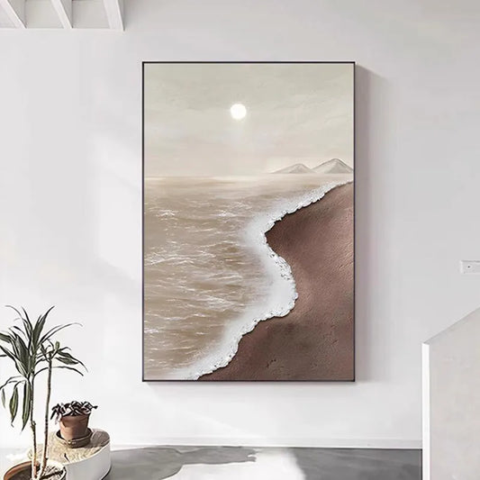 Textured Coastal Landscape Print - Neutral Tones